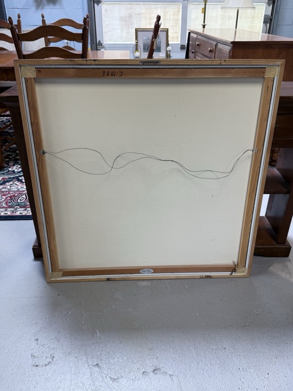 Lg VTG Signed Seascape Sailboats Wall Art Nautical Wood Framed 38in x 38in x 2in gallery