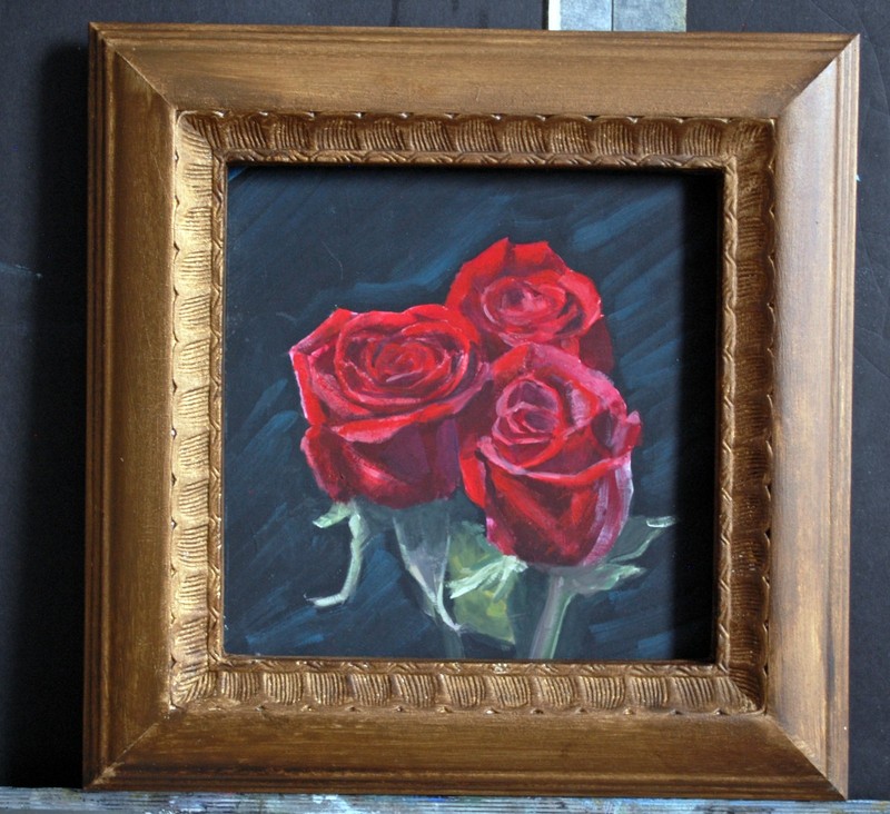 red roses gouache painting