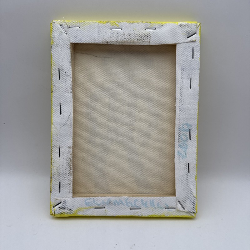Original Art: Robot 8” X 6” Canvas Yellow Background Blue/Silver Robot gallery
