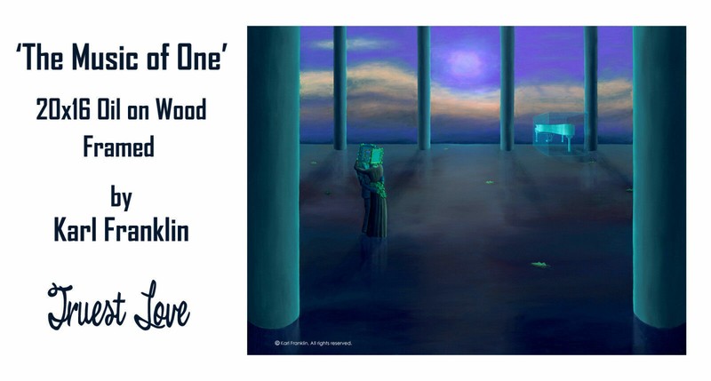 The Music of One – Oil on Wood Original Painting 21″ wide x 16″ high – Framed