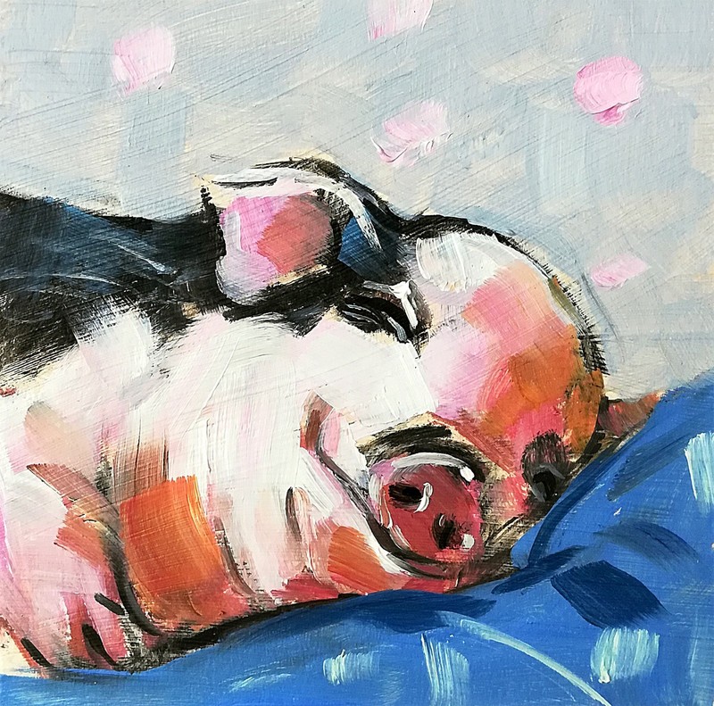 Pig Oil Painting Original Cute Piglet Portrait Animal Wall Decor Gift