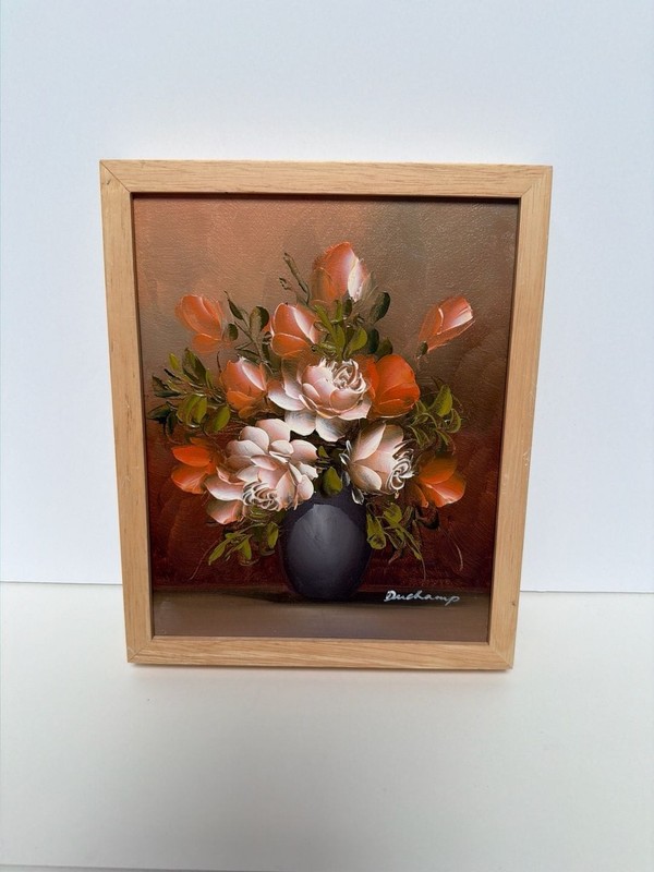 Vintage Signed Duchamp Floral Still Life Oil Painting