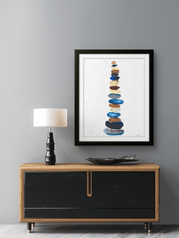 Relaxing Spa Stones Painting Original 11x14 Modern Zen Abstract Fine Art Paper gallery