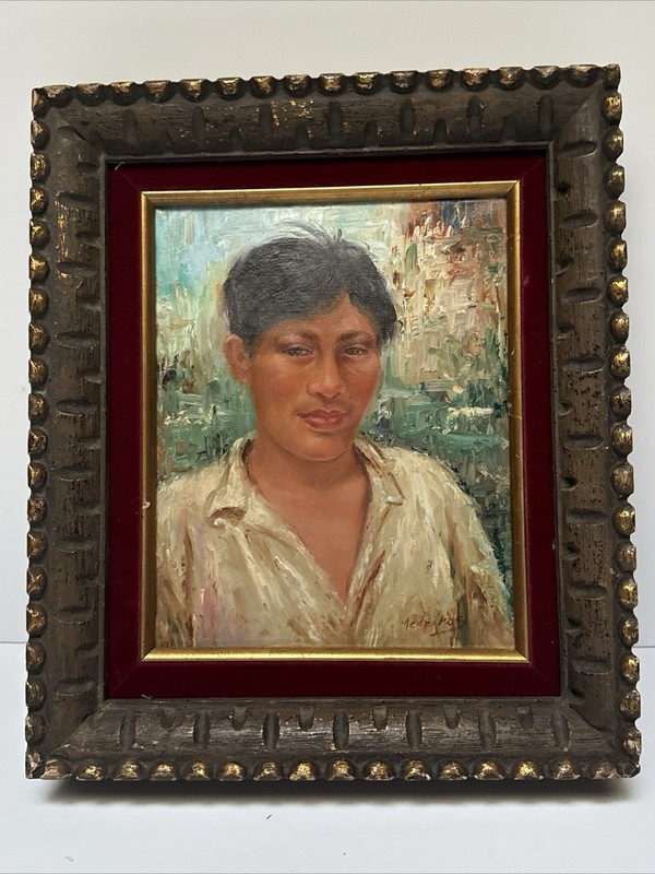 Vintage Painting Man Men Male Model SOUTH AMERICAN MEDEIROS SMALL Gem