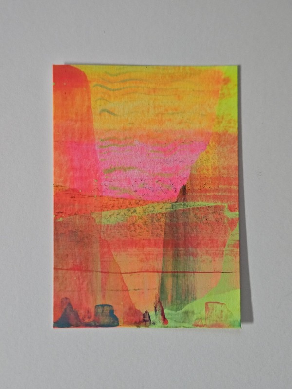 ACEO Original Loosies #64 Jackie T Creates Acrylic Abstract Landscape