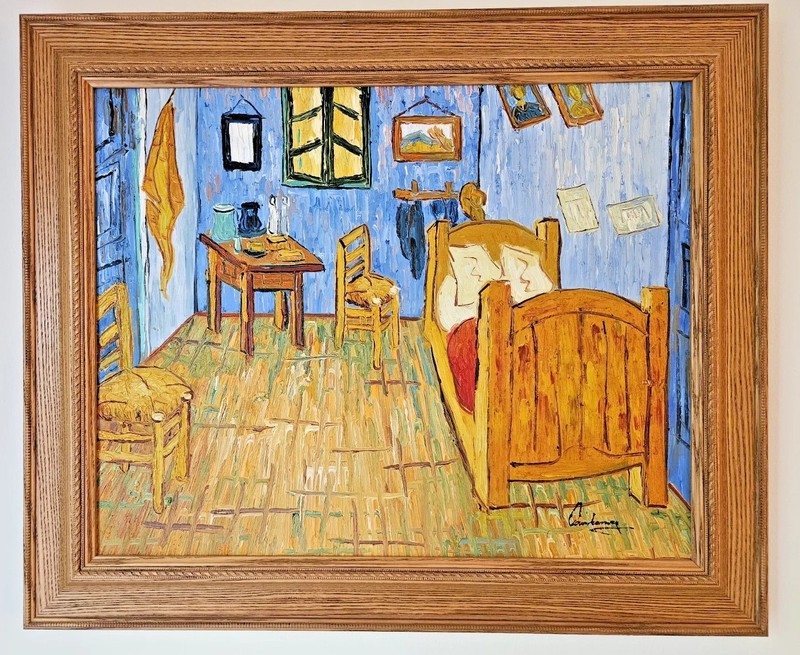 Vincent Van Gogh Oil Painting by Dutch Artist Geelong Signed 1970 «The Bedroom»