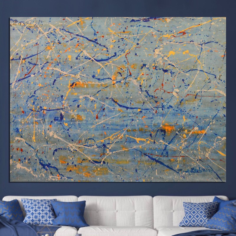 Pollock/Richter style￼ Professional Painting 81” X 62”(6ft 9in)Abstract Modern
