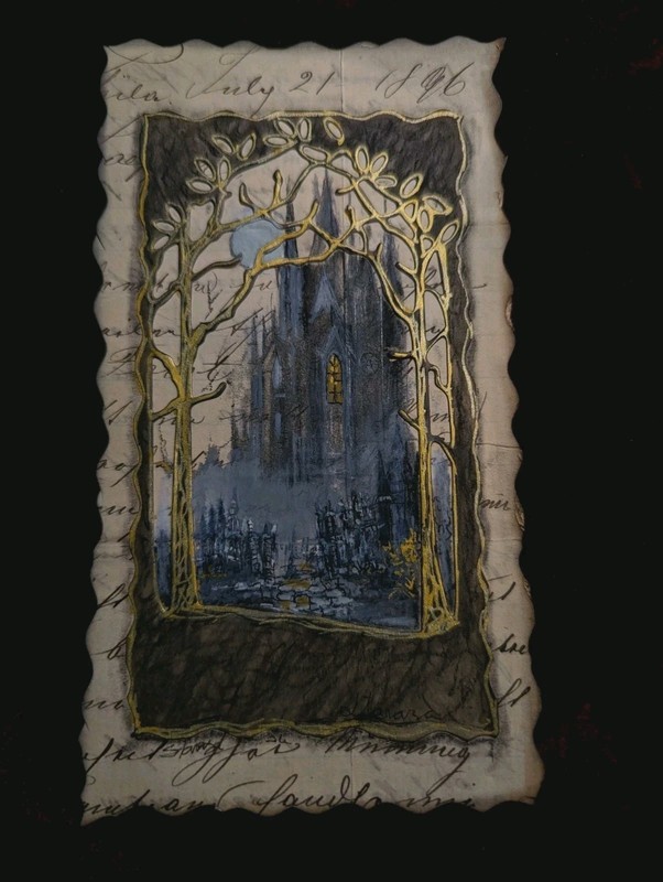 Original Gothic Cathedral Painting Gold Branches gallery