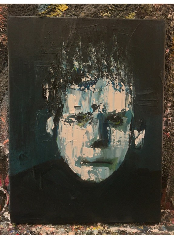 Parsons People. Original Abstract Portrait 16x12Inches. Canvas. Signed.