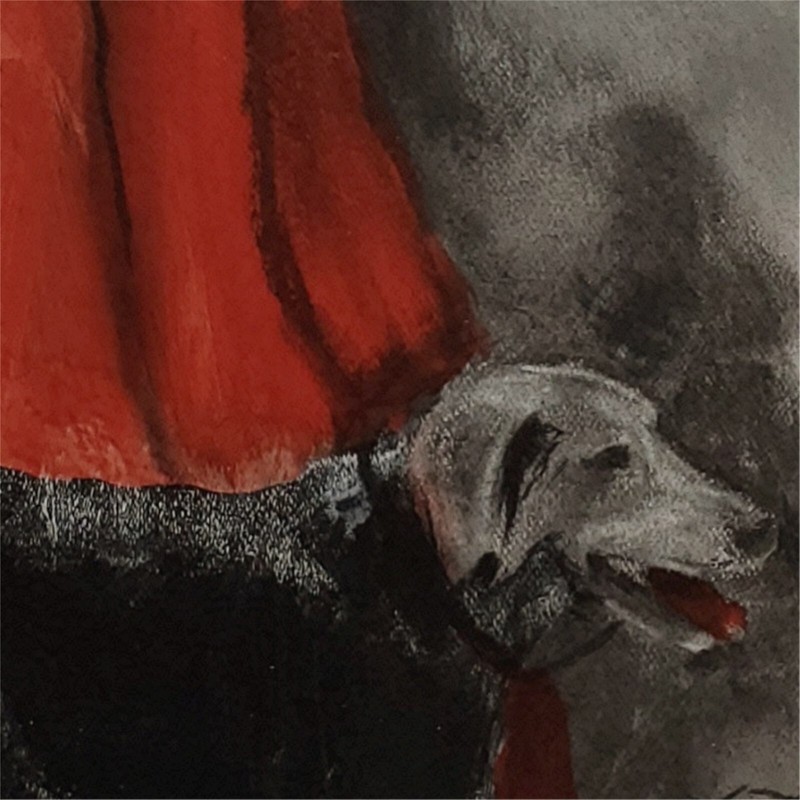 YARY DLUHOS City Woman Girl Female Figure Dog Walk Original Art Oil Painting gallery