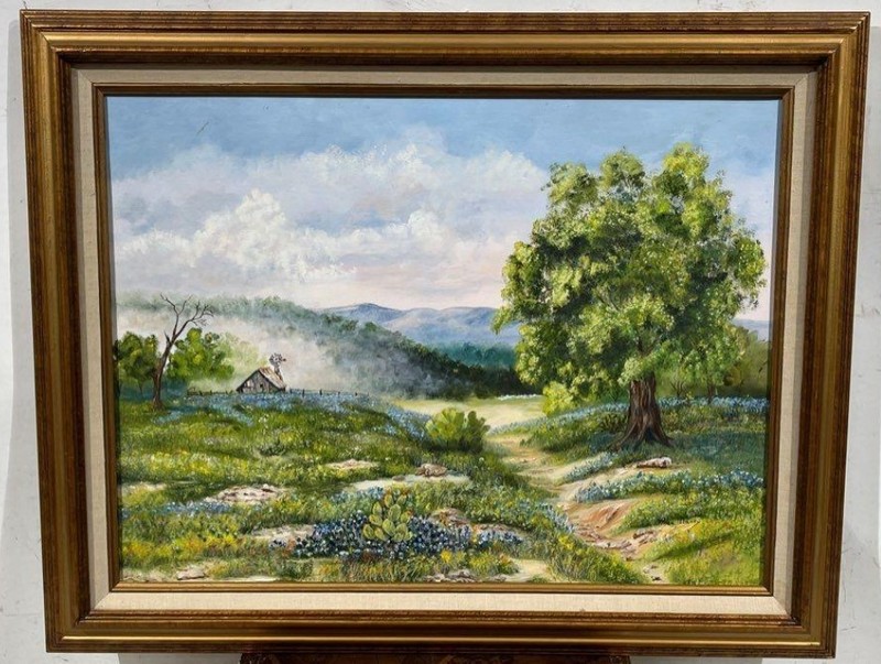 Oil Painting Original – Texas Blue Bonnet Hill Country – Artist Linda Manry