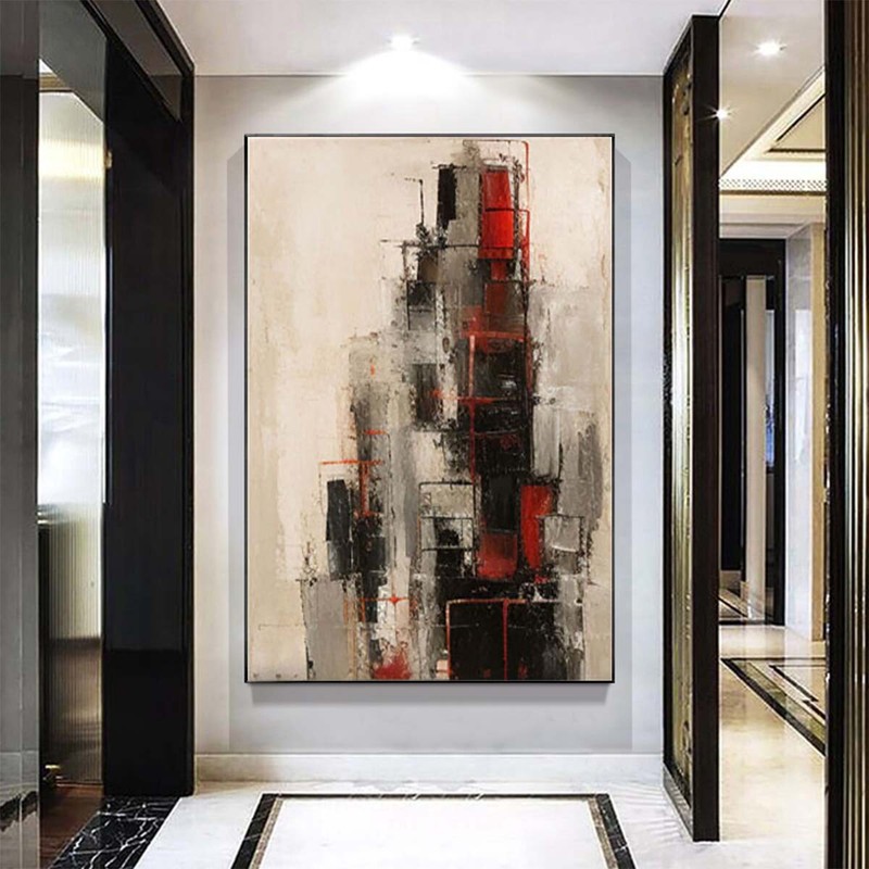 Thick Oil Knife Abstract Oil Painting On Canvas Hand Painted Modern Wall Black