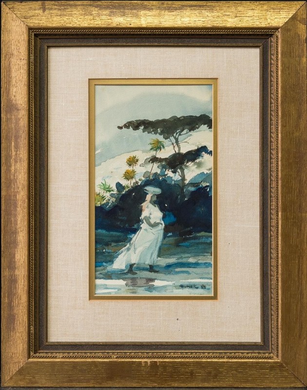 Original SIGNED Winslow HOMER, Bahama Beach Walker W/C on Paper 1885 GAURANTEED