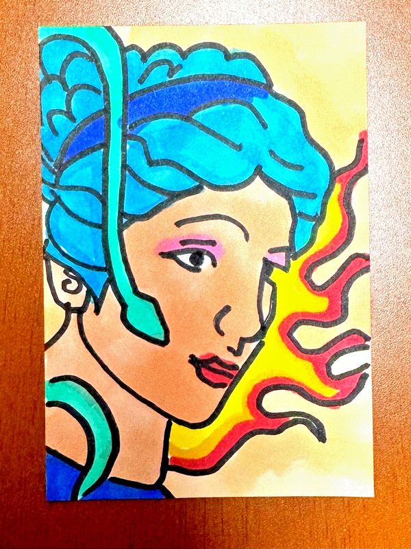 ACEO Miniature Art Piece- Bad Intent- Pop Art, Vibrant-Original-Caroline Hanold