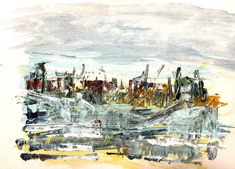 SAMATOWIC Landscape 9x12 Paper Abstract Expressionism Signed Original Art 30 gallery