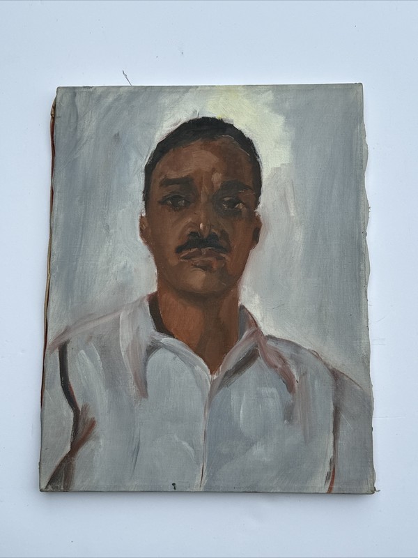 ANTIQUE BLACK AMERICANA PAINTING PORTRAIT AFRICAN AMERICAN ARTHUR MYSTERY OIL