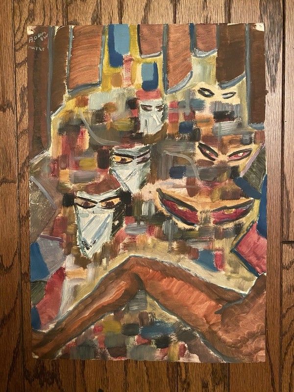 Postwar Abstract Expressionism 13.5”x19” Pastel 1945 Egyptian Fine Art Painting gallery