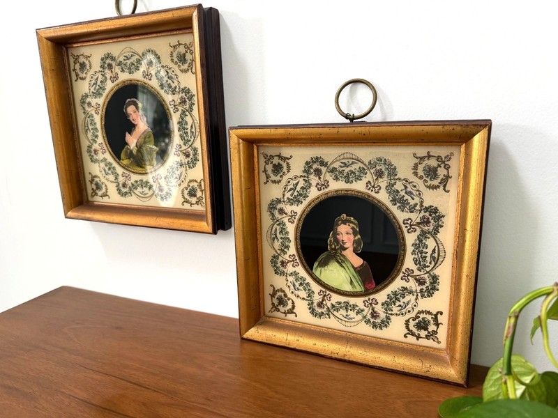 Vintage Verre Églomisé Reverse Painted Portraits Sungott Art Studios New York gallery