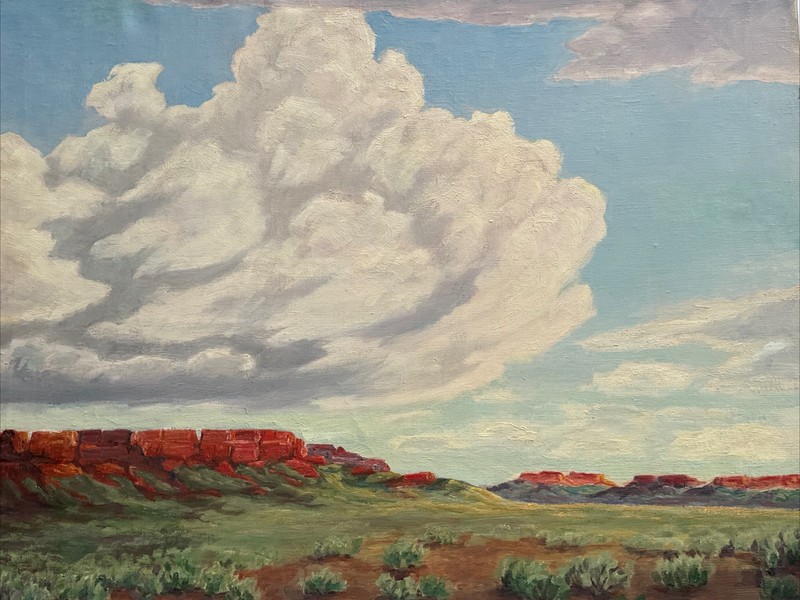 ANTIQUE PAINTING AMERICAN DESERT ROCK FORMATIONS LANDSCAPE RALPH GARDNER LARGE