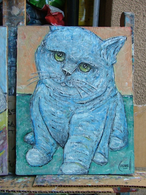 FEED ME NOW, look original 8x10 NEW card panel oil painting by Crowell gallery