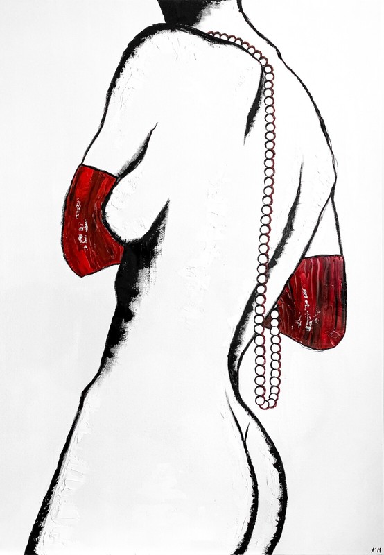 The Muse,Kristina Mallen|Original Unique Sensual Erotic Woman Lines Art Painting