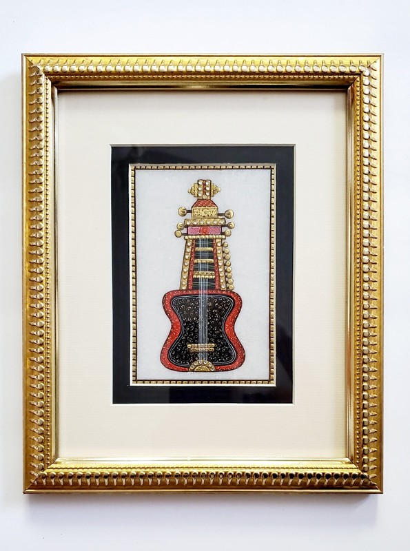 MARBLE PAINTING MUSICAL INSTRUMENT DECORATIVE ART FRAMED gallery