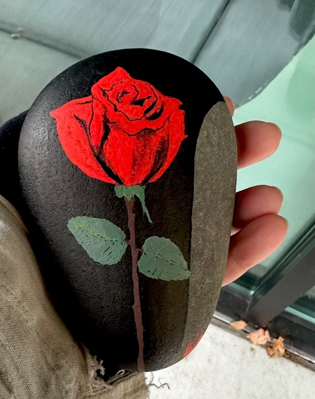 Rose Art Inspirational! Hand Painted on a Rock! Approx 5×3.5×2
