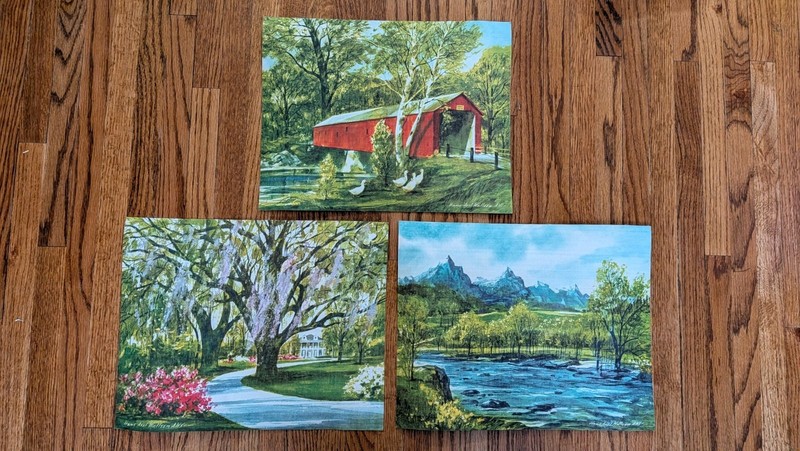 Hans Axel Walleen Watercolor Prints On Canvas Set Of 3