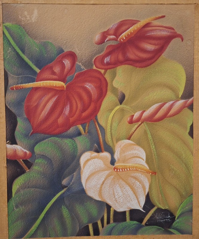 Hale Pua, Frank Oda Hawaii Artist Iar Brush Painting » Anthurium «