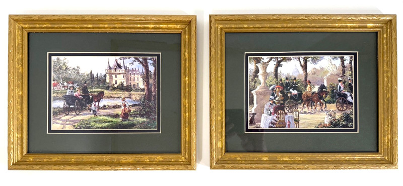 «Vtg Landscape Prints Horse Carriage Robert Lebron 10×11 #21108» & 11108