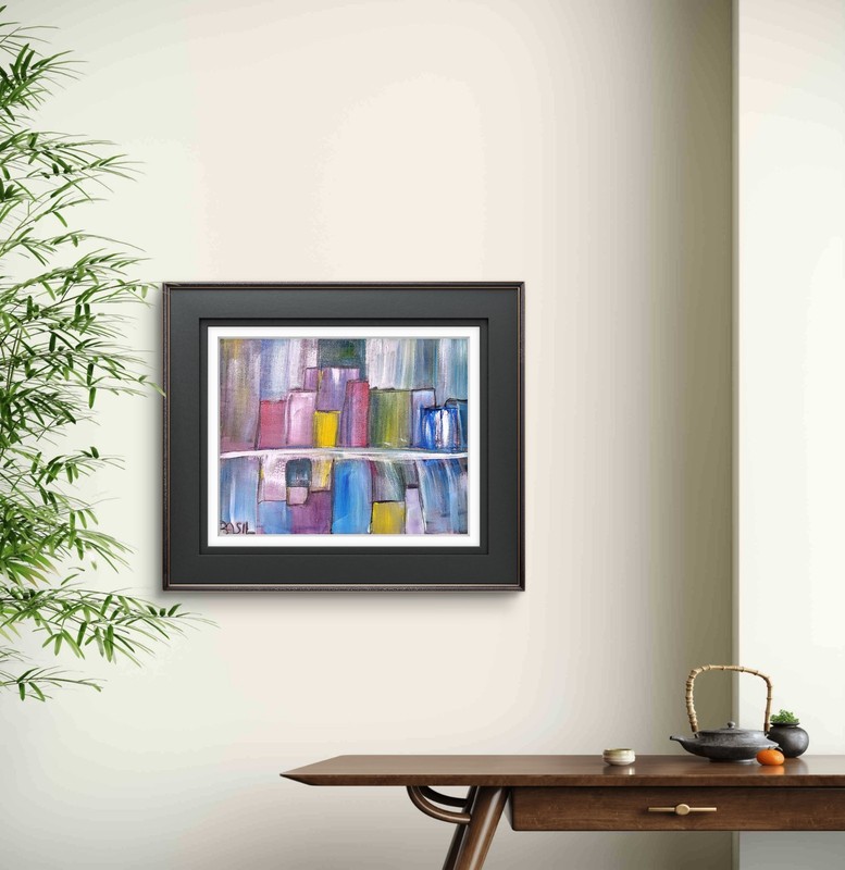 Urban Landscape Modern Expressionist Original Abstract Canvas 12x16 gallery