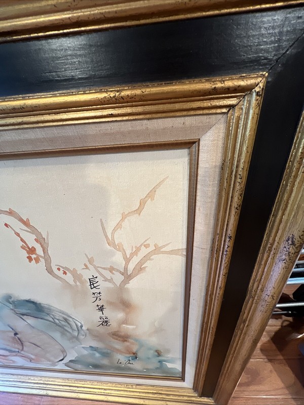 Large Vintage Painting Two Chinese Lady 57 X 33 Inch Signed La One Thai 良芳华丽 gallery