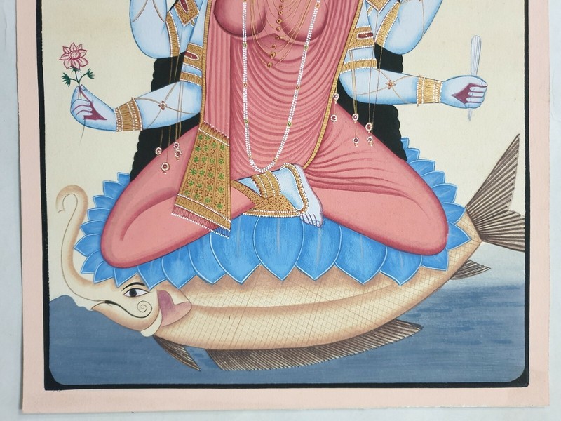 India Painting GODDESS GANGA SITTING ON CROCODILE 12in x 16in (8071) gallery