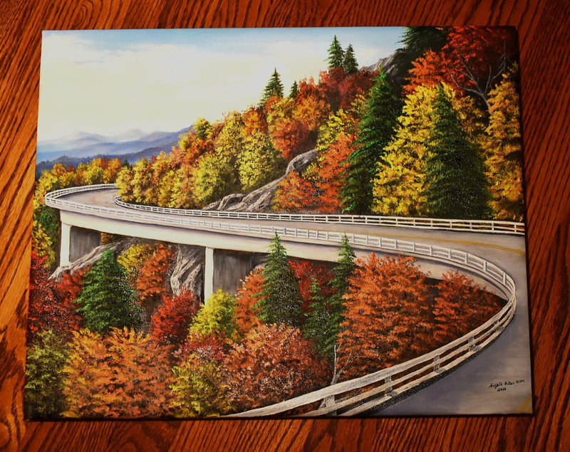 Oil Painting Grandfather Mountain Linn Cove Viaduct Bridge North Carolina gallery