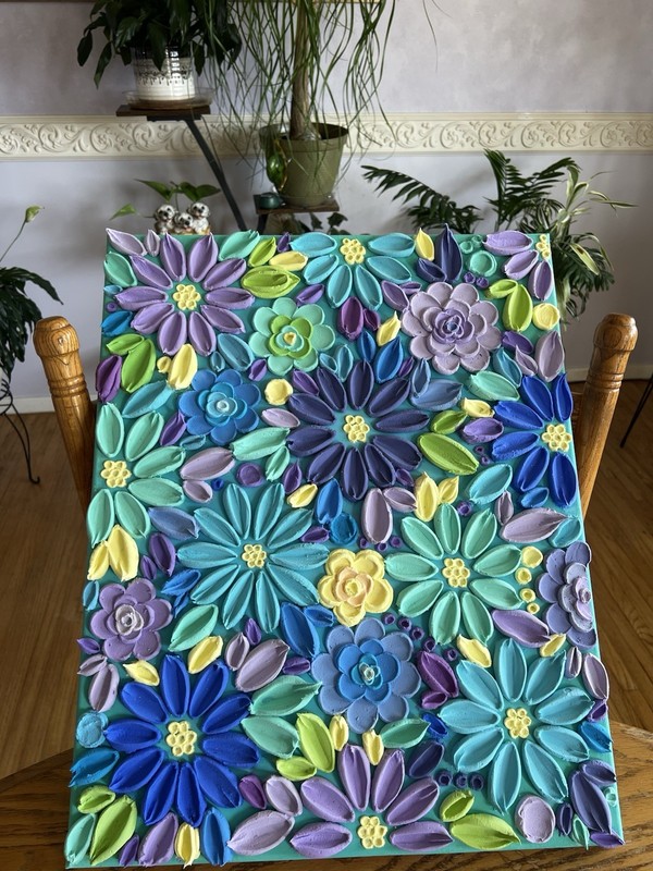 Handmade 3D Textured floral painting on canvas 16x 20