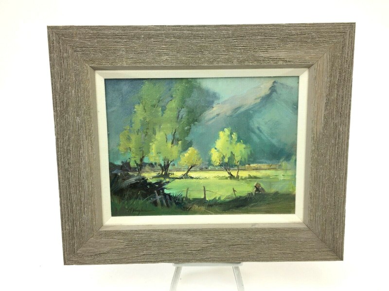 VTG Framed Oil Painting Nina Rae Vaughn Disney Imagineer WDI