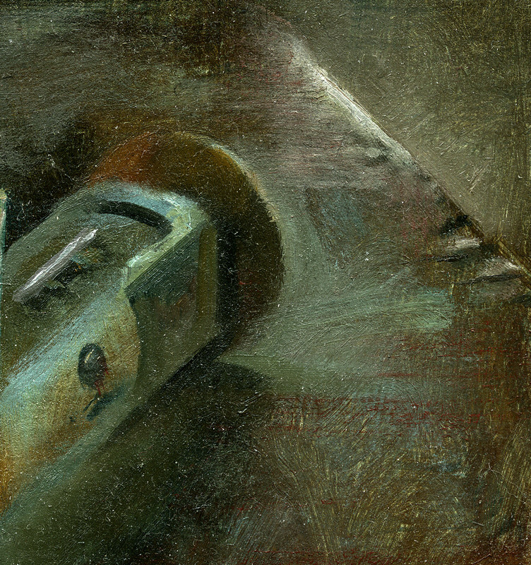 Deadbolt Lock 6x6 in. Oil on panel - Hall Groat II, American Artist gallery