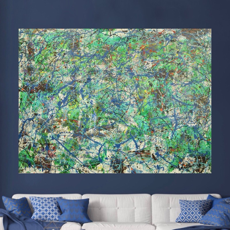 Jackson Pollock Style Giant Canvas Painting 84”X62” (7 Foot) Abstract Modern XL gallery