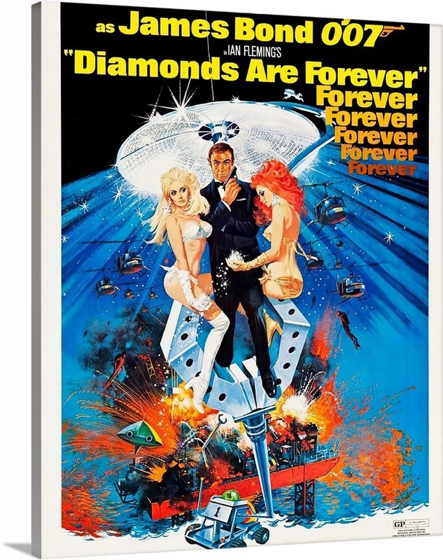 Canvas Wrap Giclee James Bond 007 Diamonds are forever Movie 16 x 24