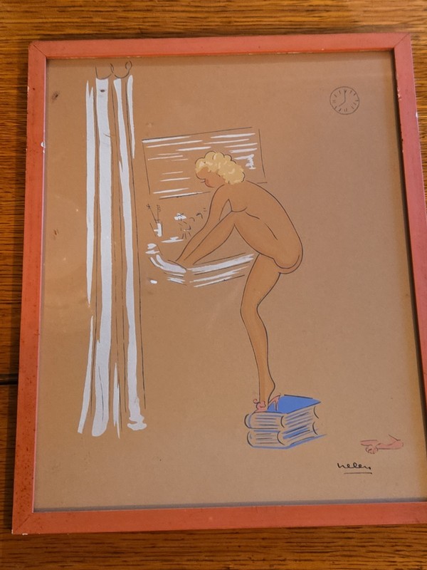 George de Vertury and Helen Gouache Art Deco Original Art Circa 1940