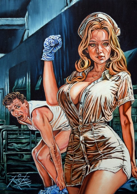 NURSE PHIST – Original Rick Melton Oil Painting size – 16 1/2″ X 11 3/4″
