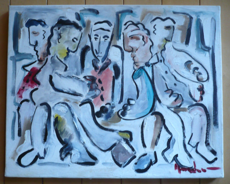 SIGNED, SEMI ABSTRACT ABSTRACTION FIGURES French IMPRESSIONIST IMPRESSIONISM OIL