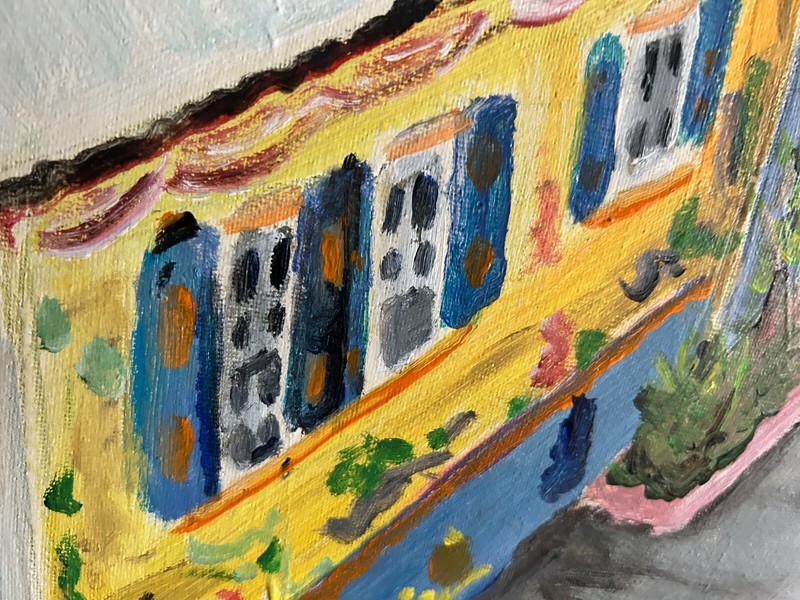 Caribbean Oil on Canvas L'Scargot Restaurant Philispburg St Maarten-23 x 31.5 gallery