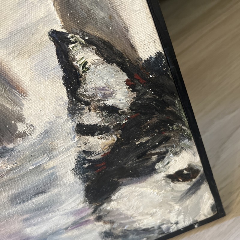 Original Oil Painting Husky 20” X 18” Cute Dog, Huskies Canvas & Wood Frame gallery