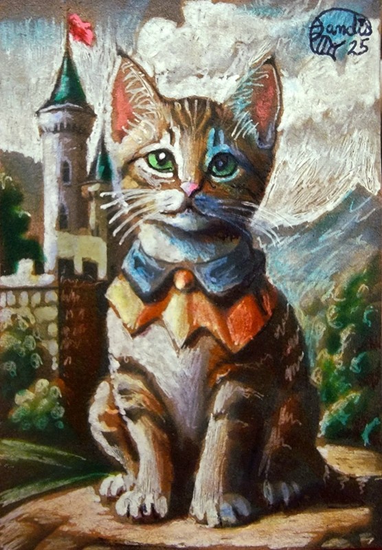 ACEO Jacob Landis Kitty Tabby ORIGINAL Art Print # Of 25 "Three Cats And A Truck gallery