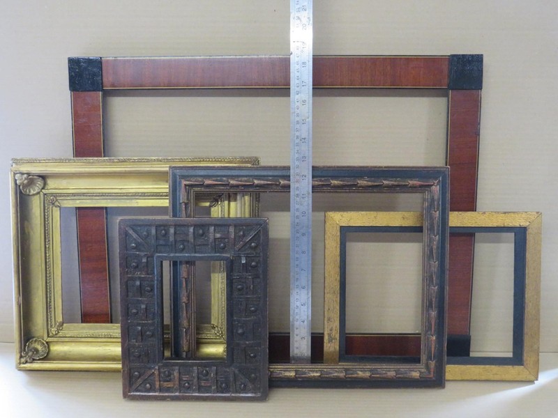 5 x 19th Century Antique Frames Biedermeier Gilded Oak Rococo Carved