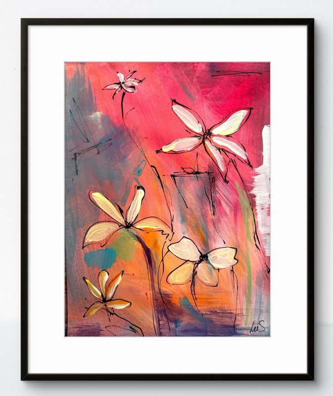 Original Art Petals 2 9×12 Impressionist Expressionism Modern Unique Colorful