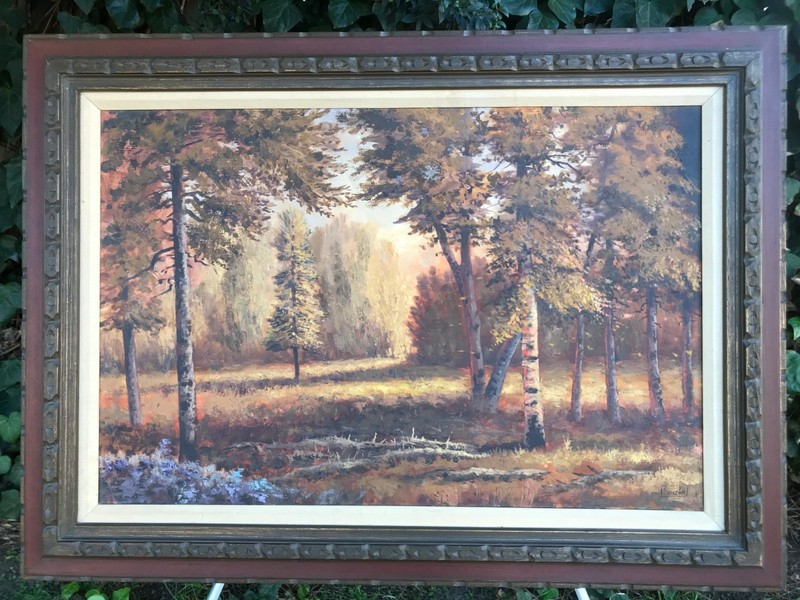 FRANK CHILTON Original 1950s HUGE 45"x32" LANDSCAPE PLEIN AIR OIL on CANVAS CF gallery