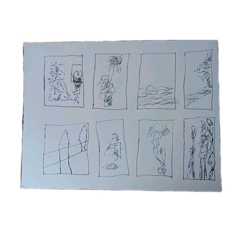 Contemporary Abstract Art Informel Brut Pen Ink Drawing Signed Bianca Leeroy