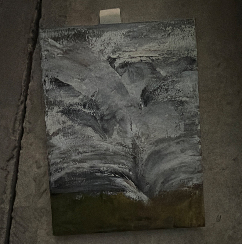 Abstract Gray & Green Painting on Canvas/Panel Unframed Single Piece Art